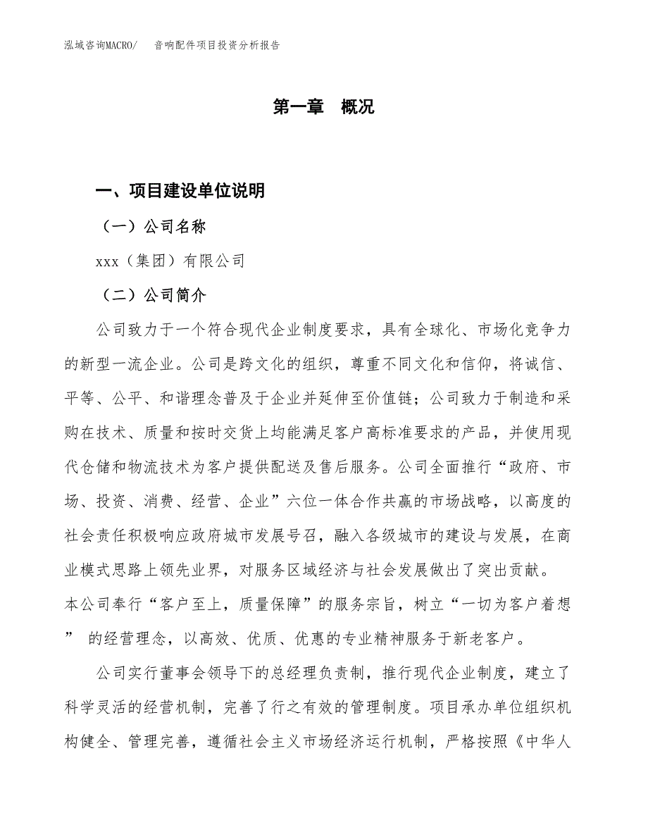 音响配件项目投资分析报告（投融资报告）.docx_第1页