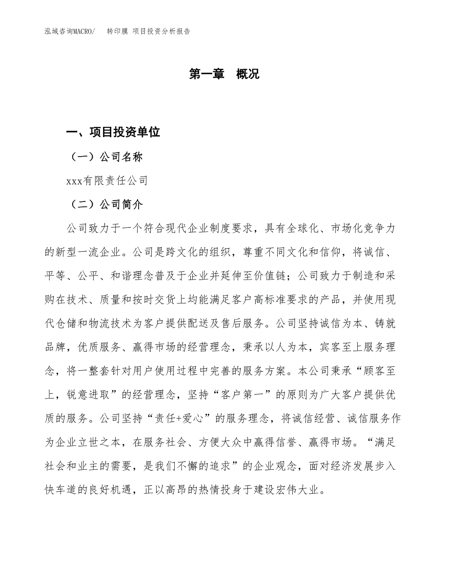 转印膜 项目投资分析报告（投融资报告）.docx_第1页