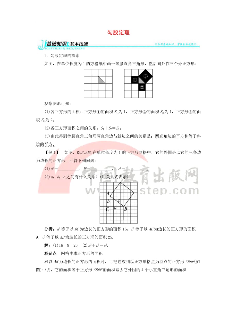 八年级数学上册 3.1 勾股定理例题与讲解素材 （新版）苏科版_第1页