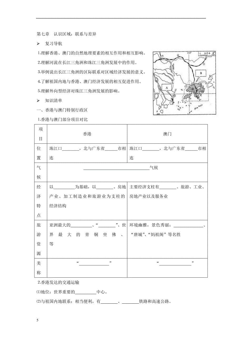 八年级地理下册知识点（无答案）（新版）湘教版_第5页