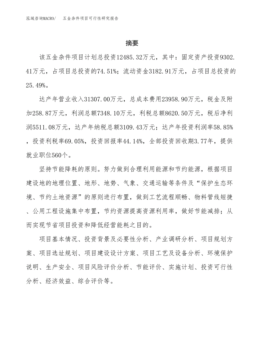 五金杂件项目可行性研究报告标准模板.docx_第2页