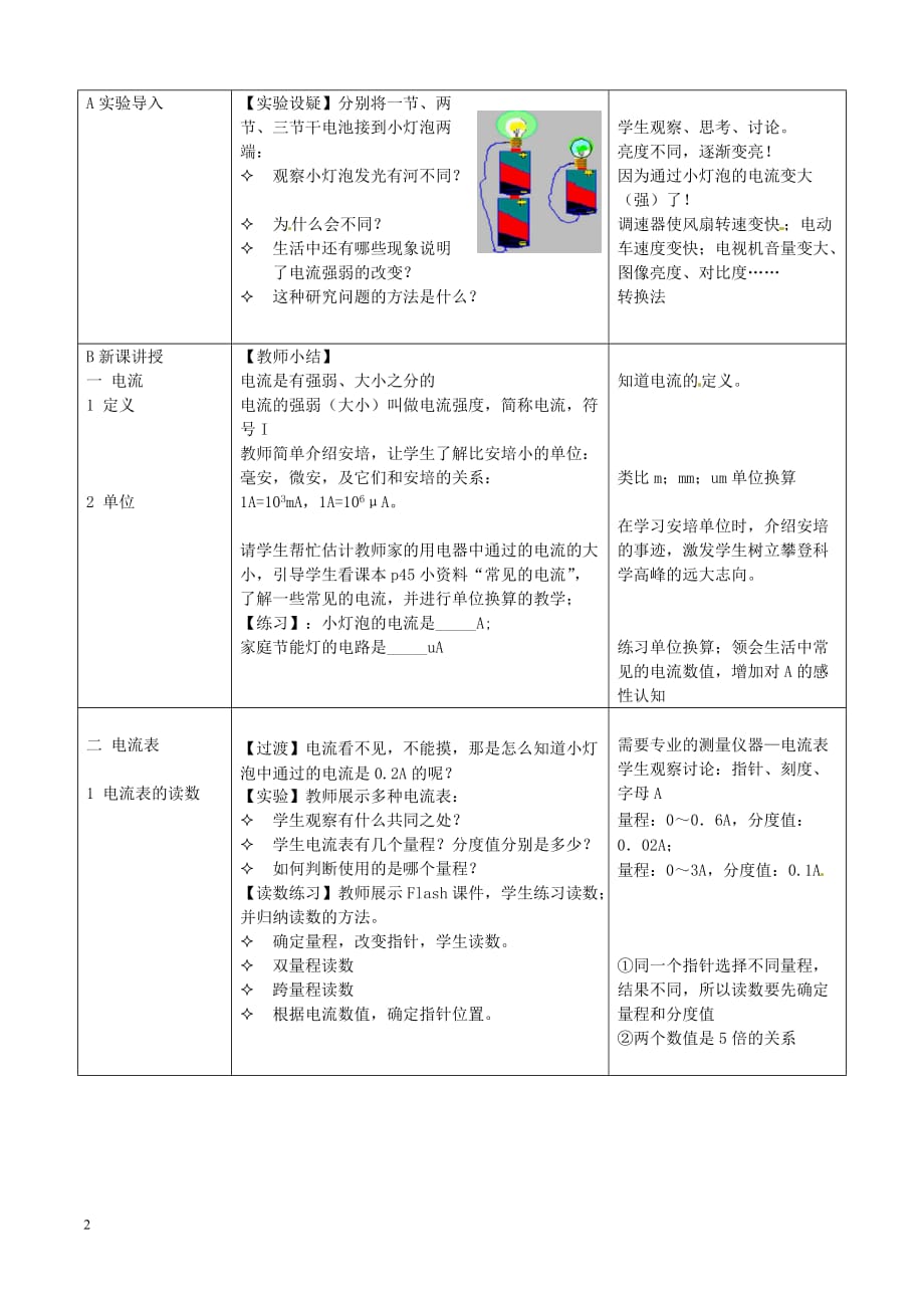 九年级物理全册第15章 第4节 电流的测量教案 （新版）新人教版_第2页