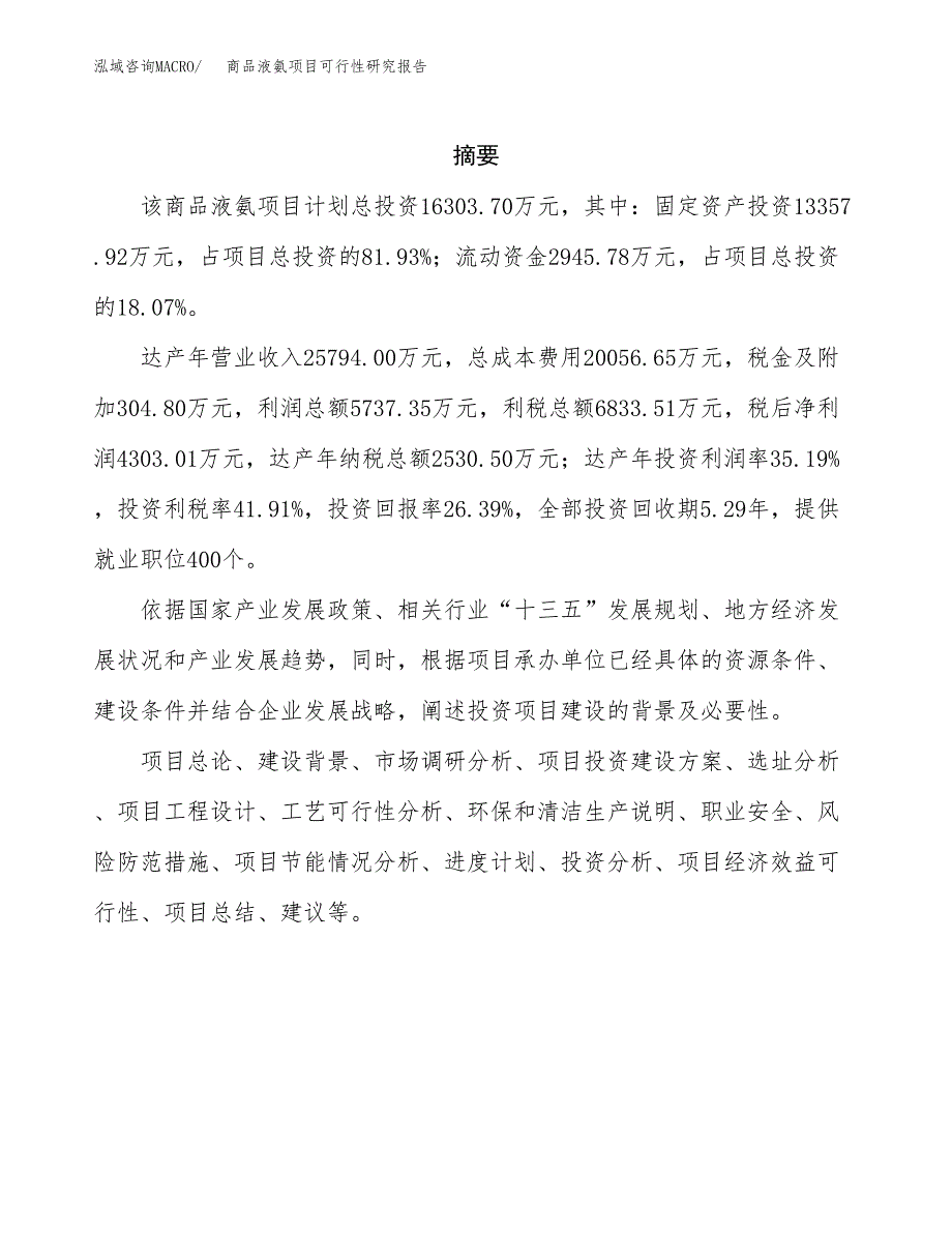 商品液氨项目可行性研究报告标准模板.docx_第2页