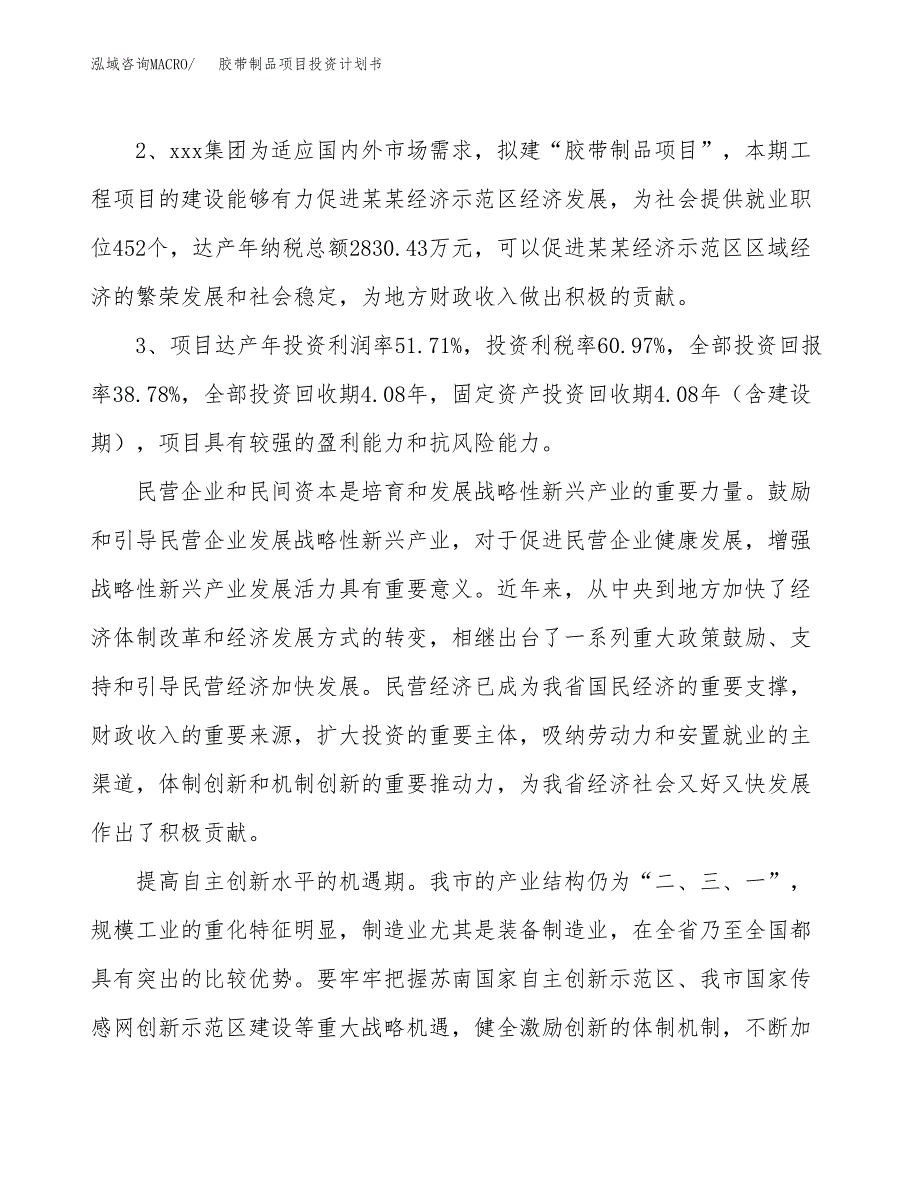 胶带制品项目投资计划书(融资报告).docx_第4页