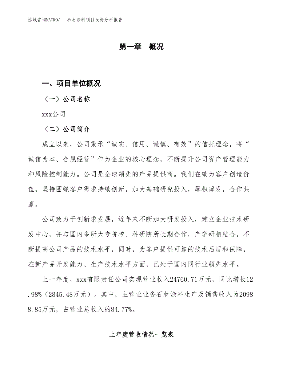 石材涂料项目投资分析报告（投融资报告）.docx_第1页