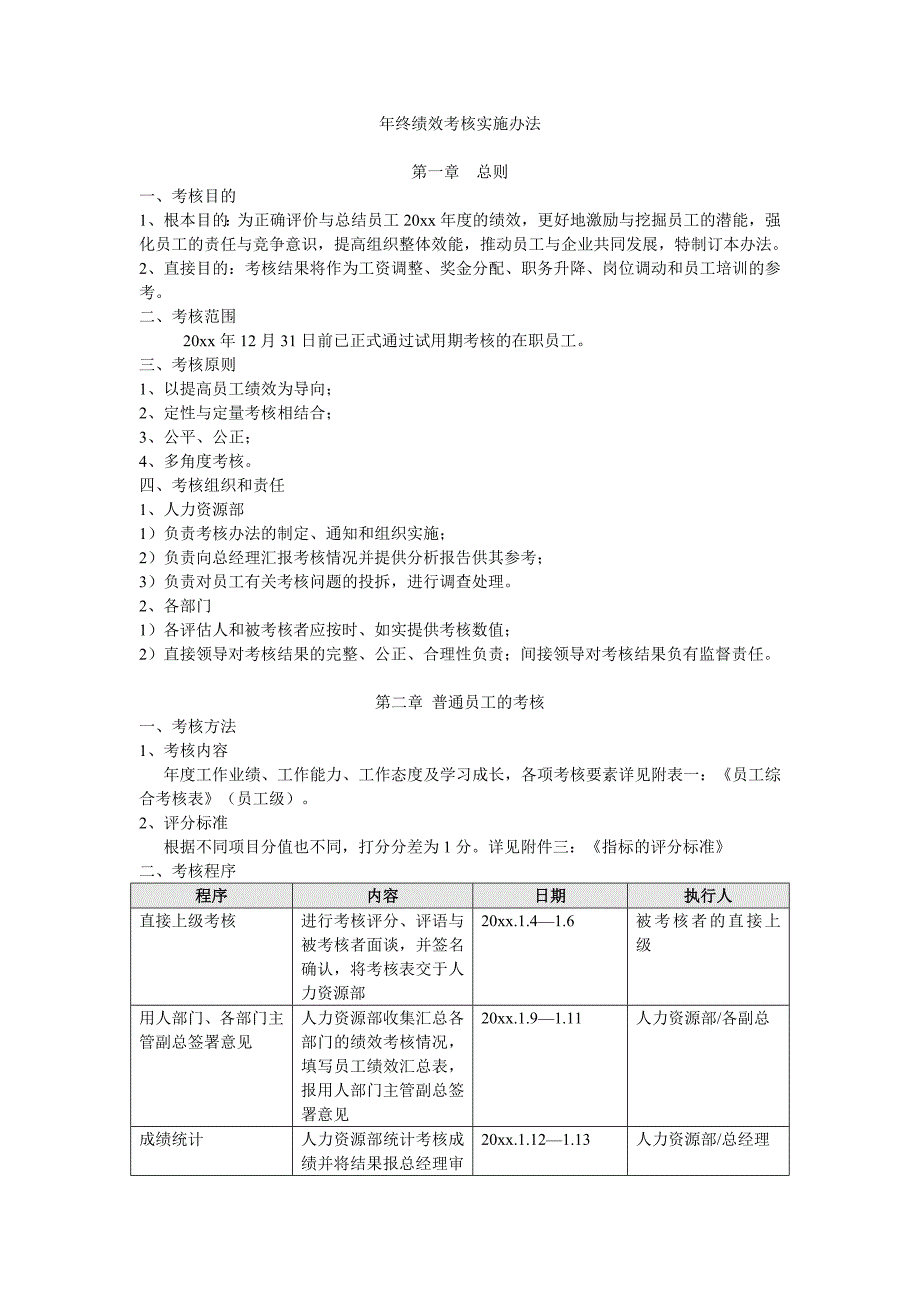 01 年终绩效考核实施办法_第1页