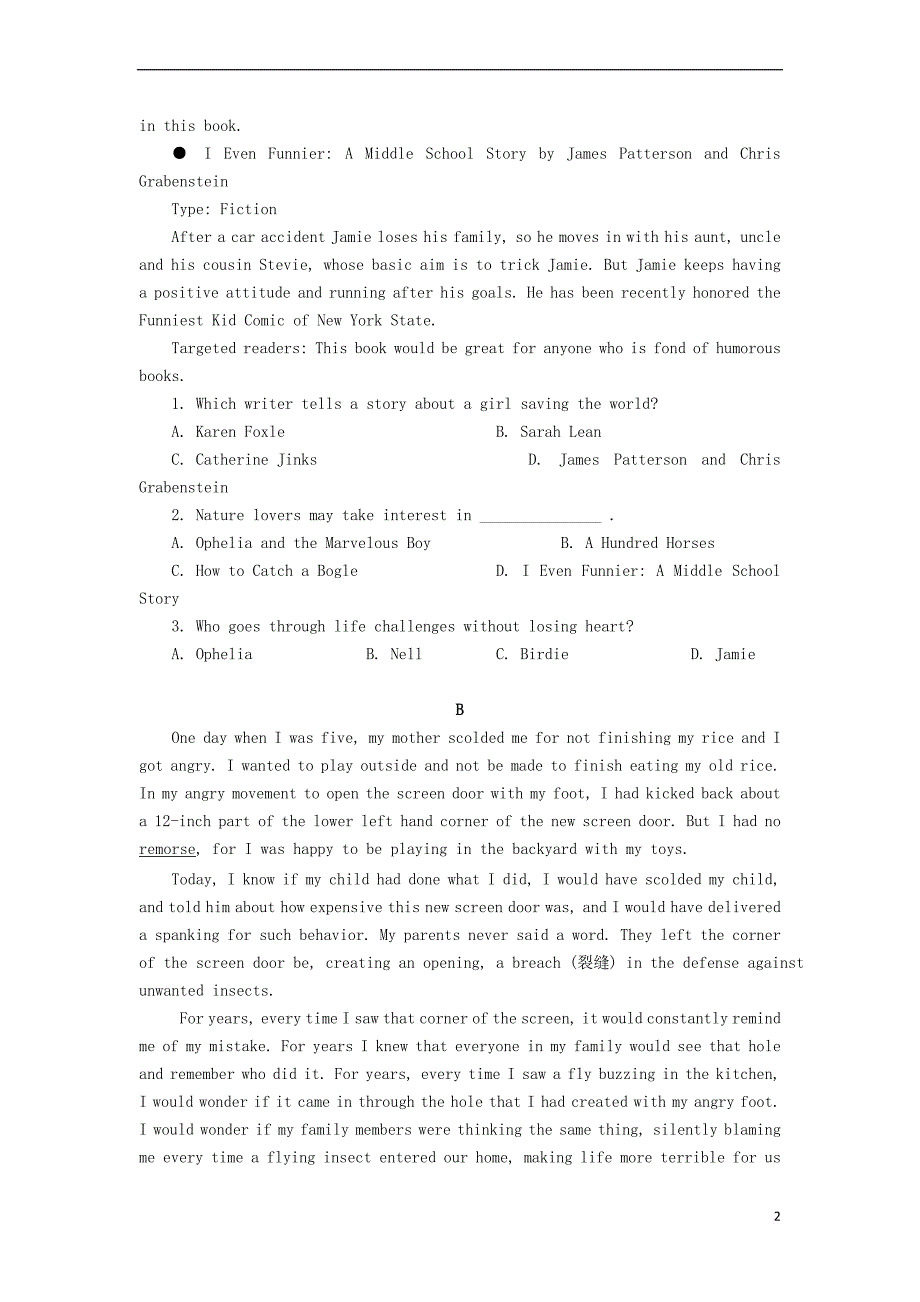 四川省广元川师大万达中学2018-2019高一英语4月月考试题_第2页