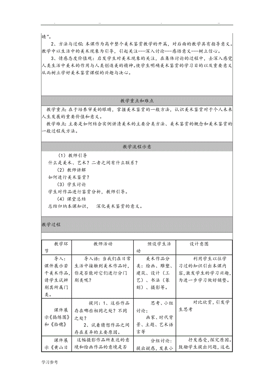 人美版高中美术鉴赏教（学）案全_第2页