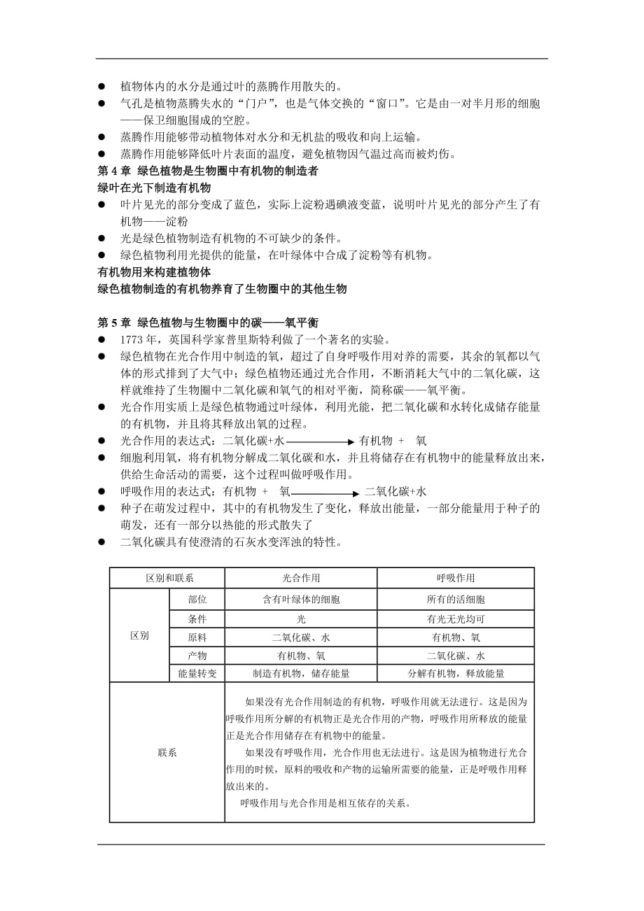 人教版生物七年级上册第三单元复习提纲_第3页