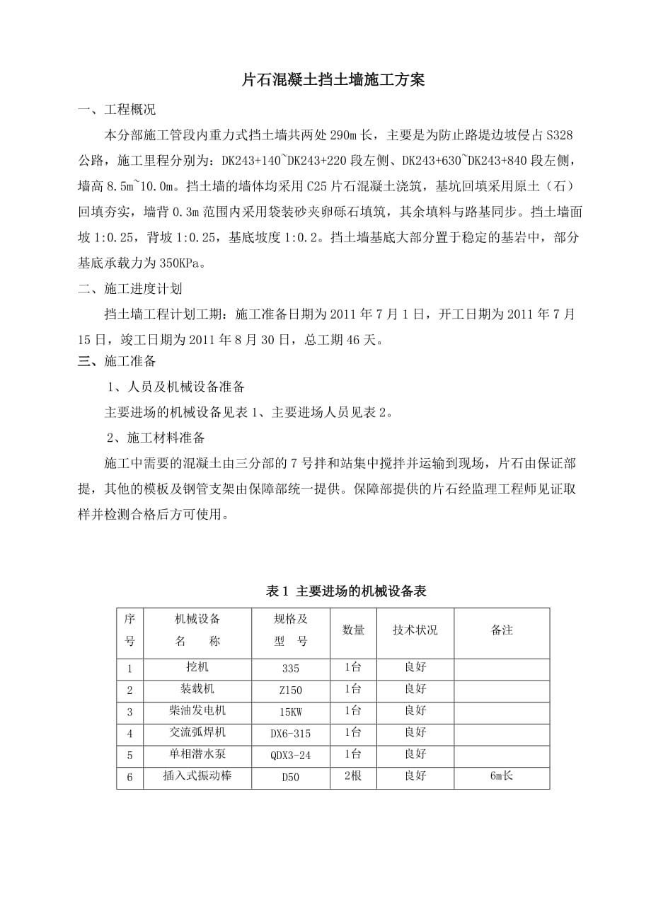 片石混凝土挡土墙施工八部分_第1页