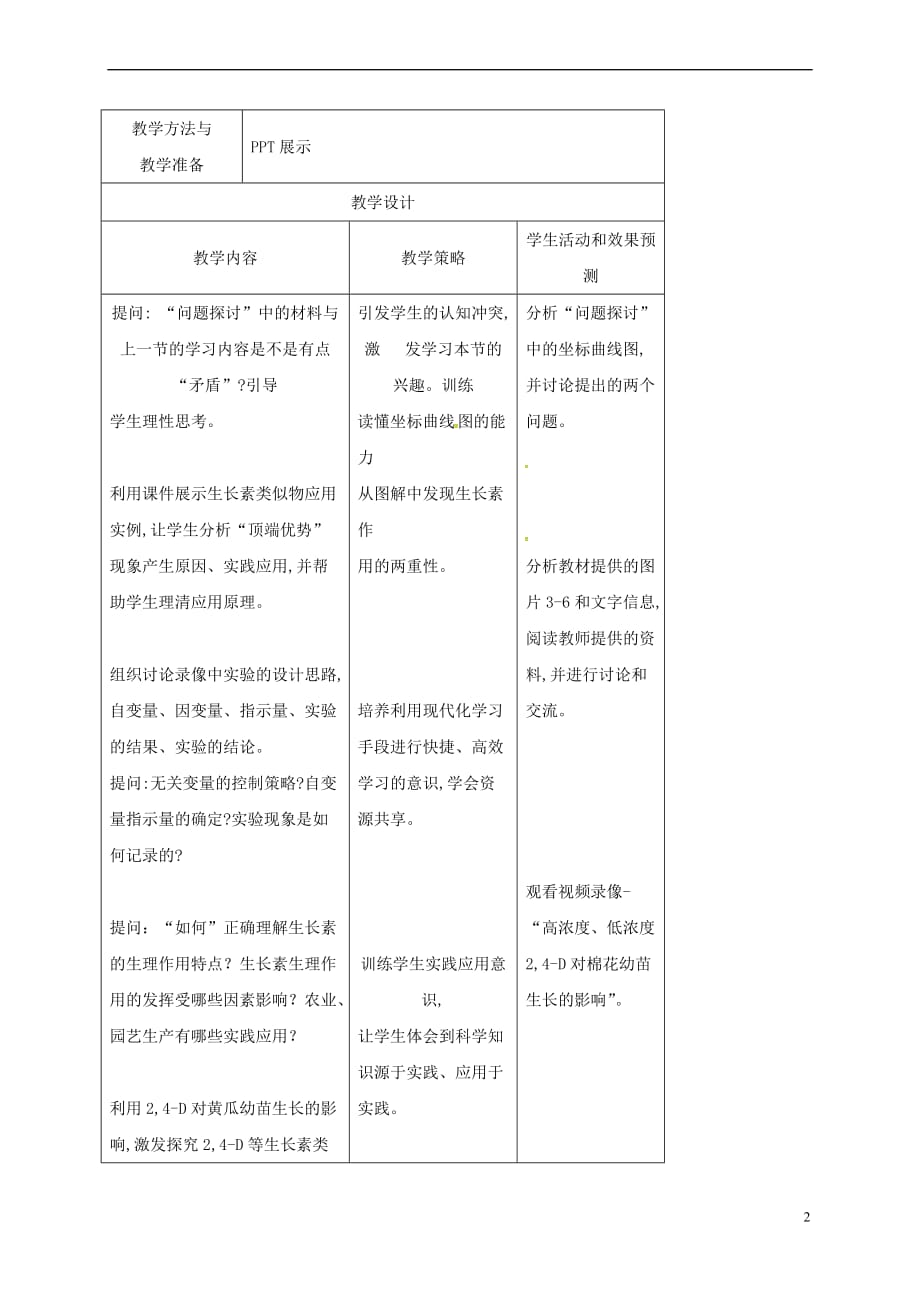 内蒙古开鲁县高中生物第三章 植物的激素调节 3.2 生长素的生理作用教案 新人教版必修3_第2页