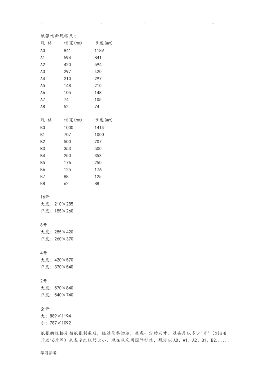 纸张规格与分类_第1页