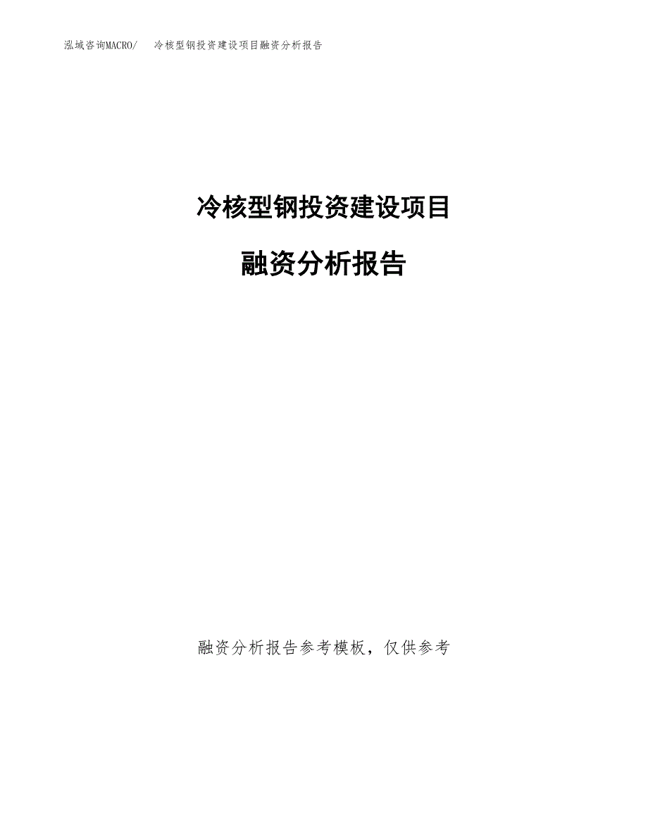 冷核型钢投资建设项目融资分析报告.docx_第1页