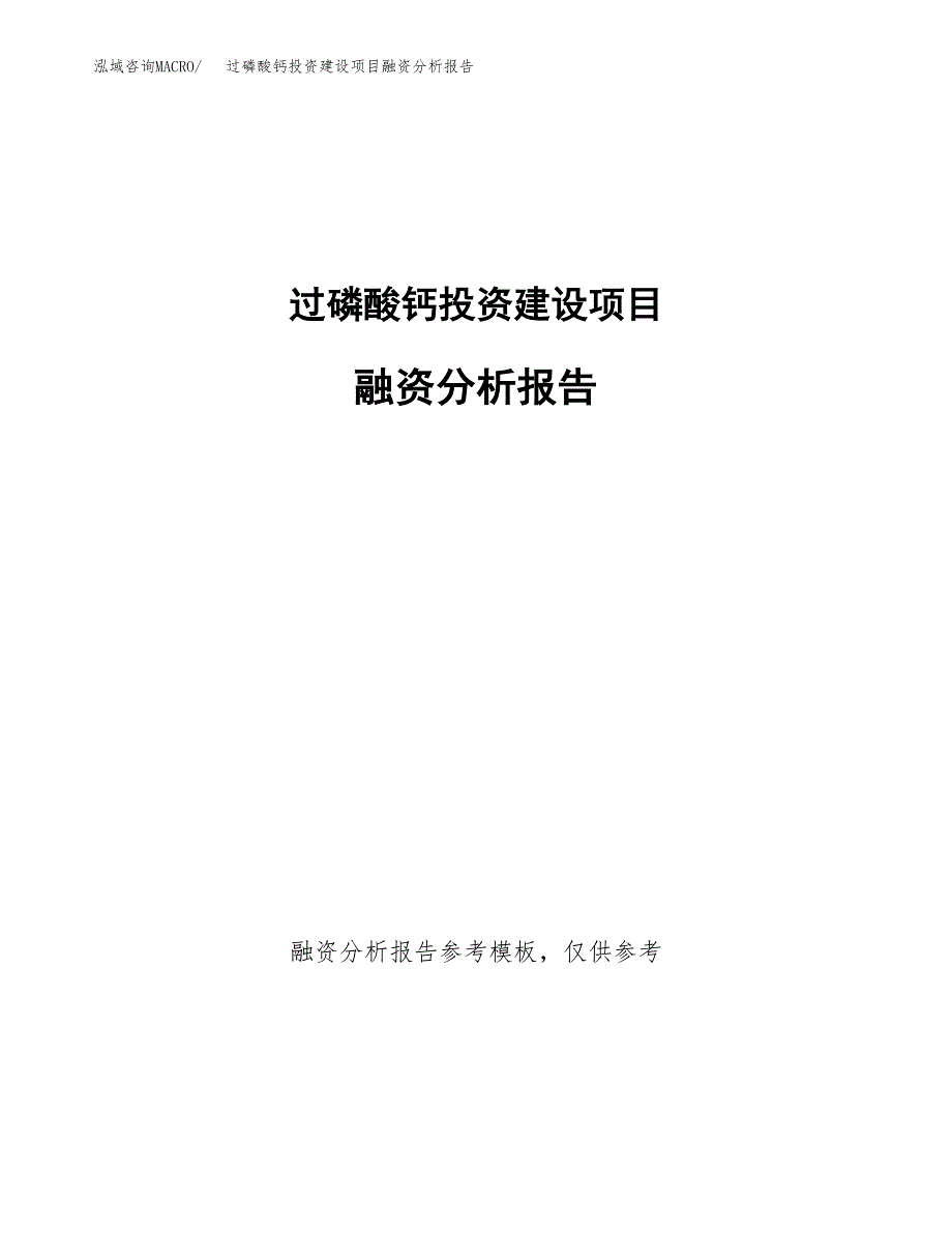 过磷酸钙投资建设项目融资分析报告.docx_第1页