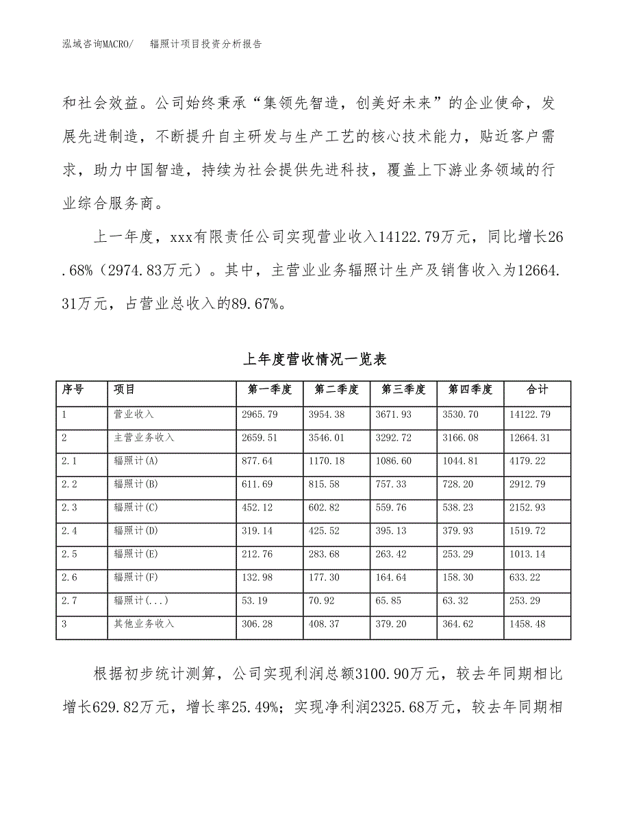 辐照计项目投资分析报告（总投资12000万元）（48亩）_第3页