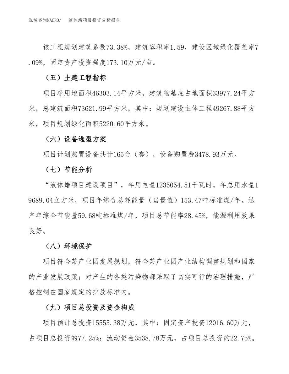 液体蜡项目投资分析报告（总投资16000万元）（69亩）_第5页