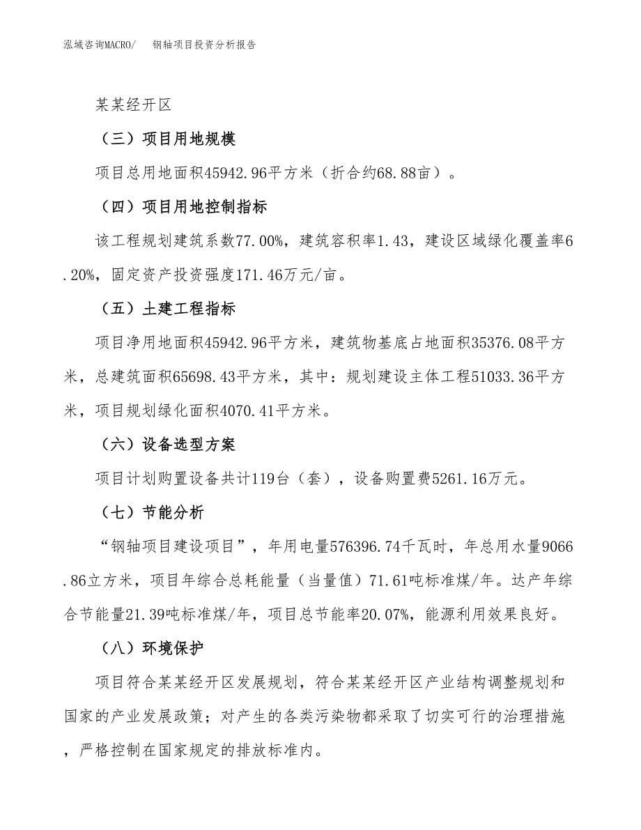 钢轴项目投资分析报告（总投资14000万元）（69亩）_第5页