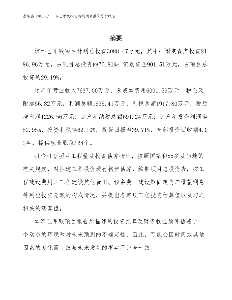 环己甲酸投资建设项目融资分析报告.docx_第2页