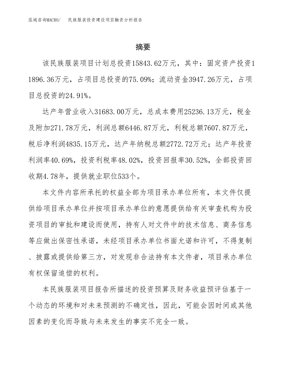 民族服装投资建设项目融资分析报告.docx_第2页