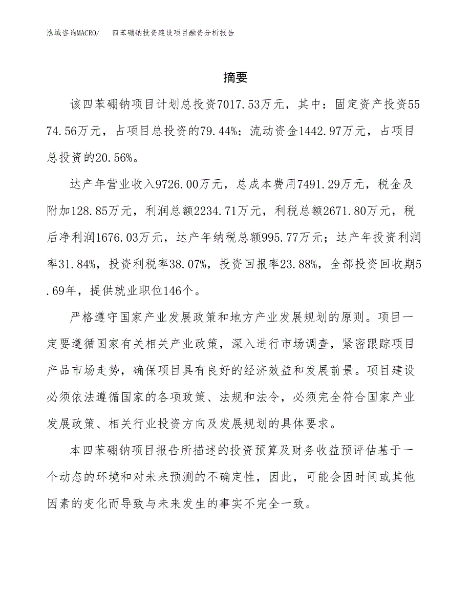 四苯硼钠投资建设项目融资分析报告.docx_第2页