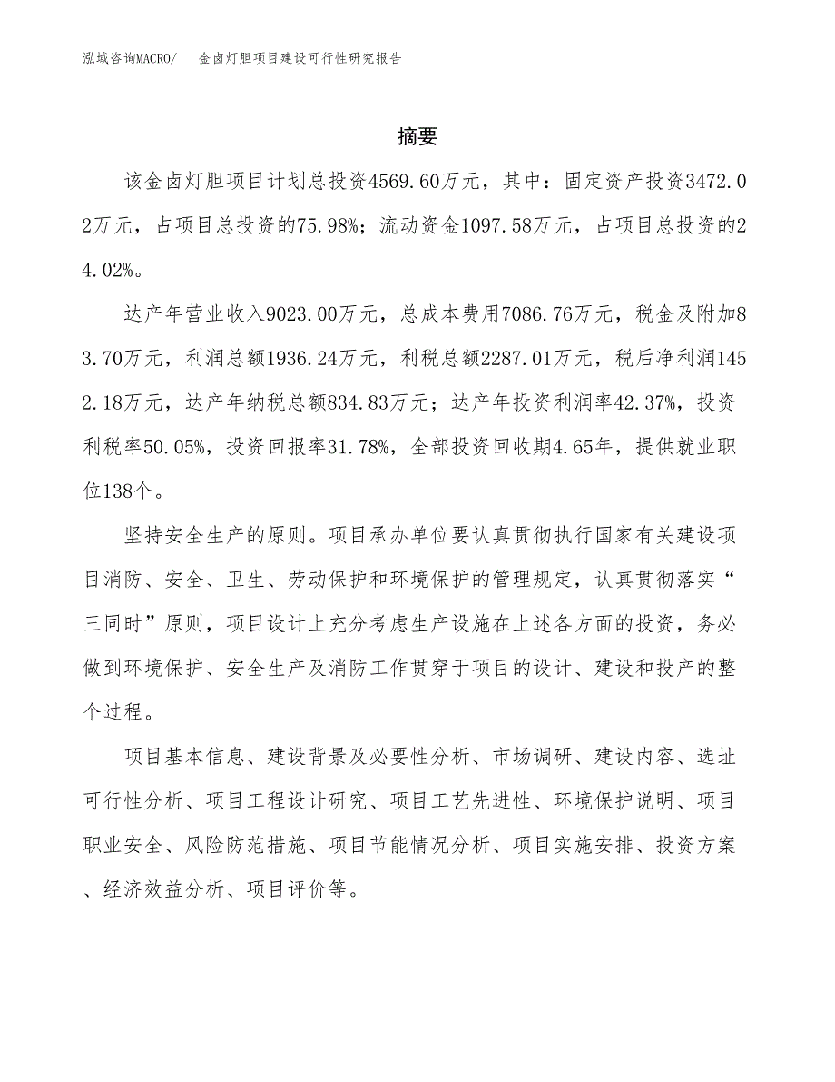 金卤灯胆项目建设可行性研究报告.docx_第2页