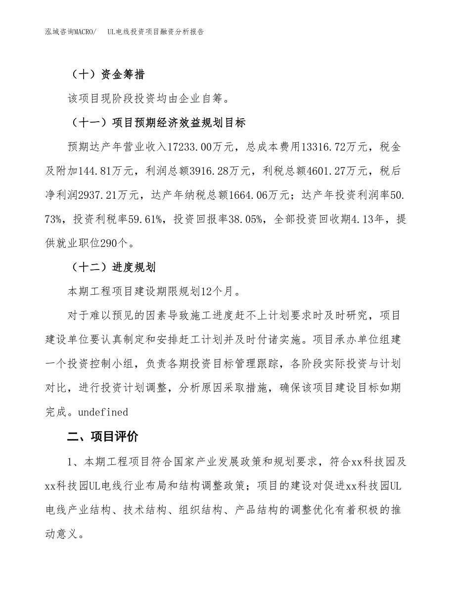 UL电线投资项目融资分析报告.docx_第3页