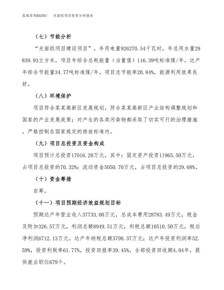 光面纸项目投资分析报告（总投资17000万元）（67亩）_第5页