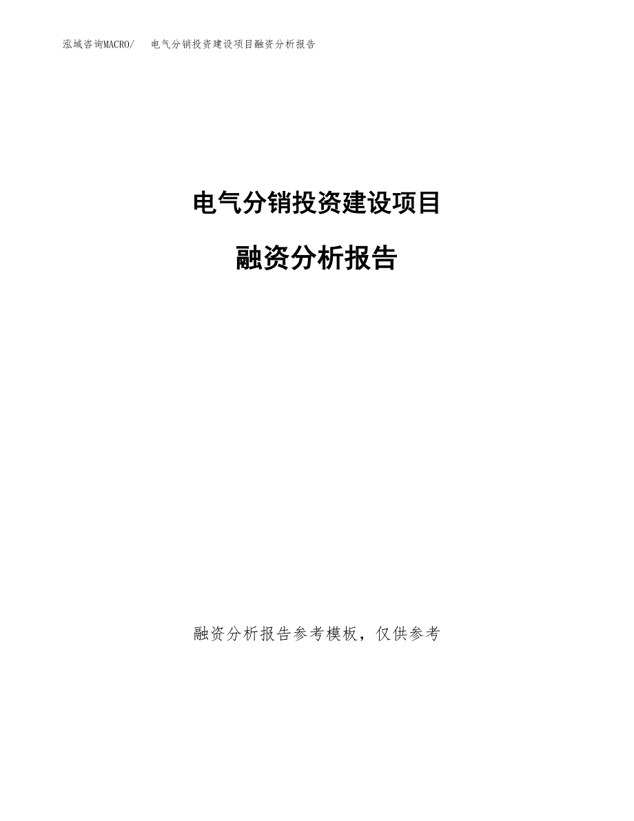 电气分销投资建设项目融资分析报告.docx_第1页