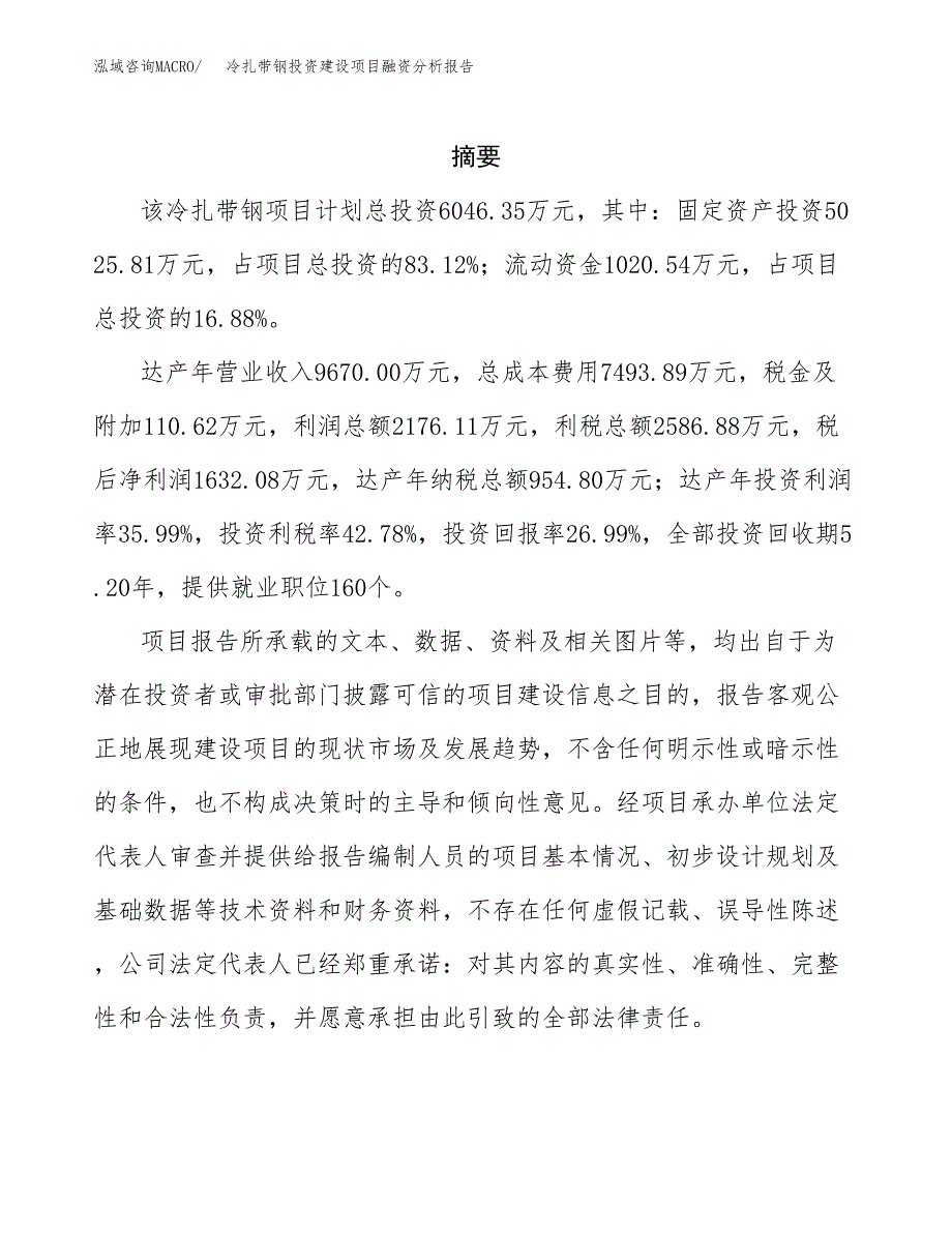 冷扎带钢投资建设项目融资分析报告.docx_第2页