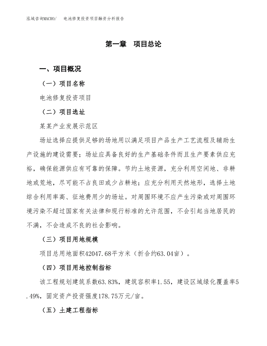 电池修复投资项目融资分析报告.docx_第1页