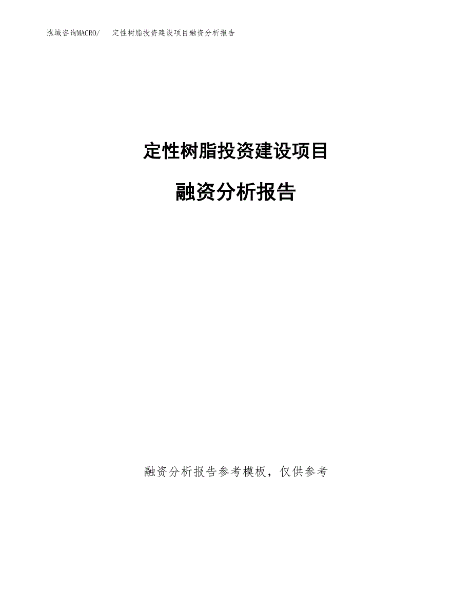 定性树脂投资建设项目融资分析报告.docx_第1页