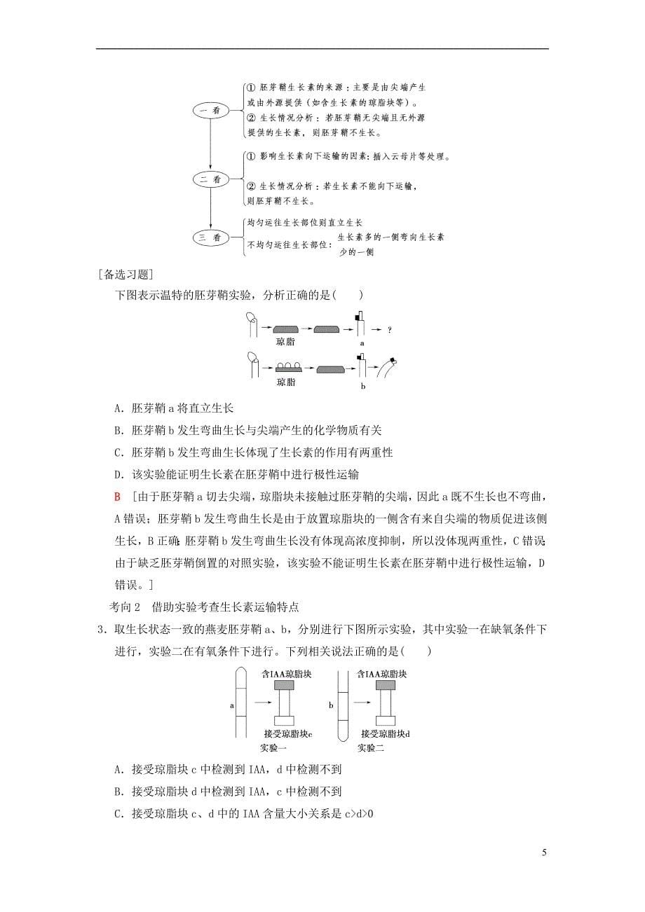 山东省2019高考生物 第8单元 生命活动的调节（5）植物的激素调节导学案（含解析）新人教版必修3_第5页