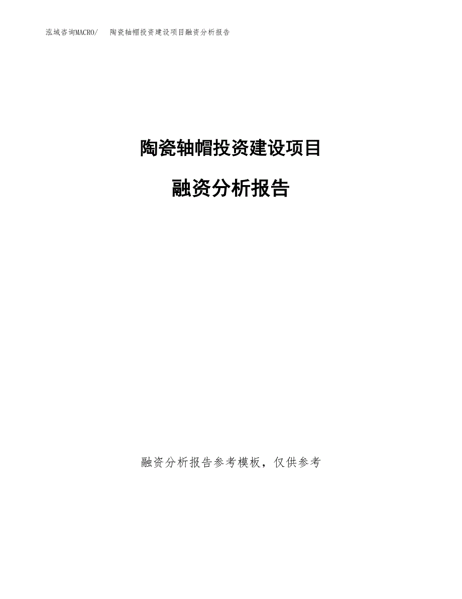 陶瓷轴帽投资建设项目融资分析报告.docx_第1页