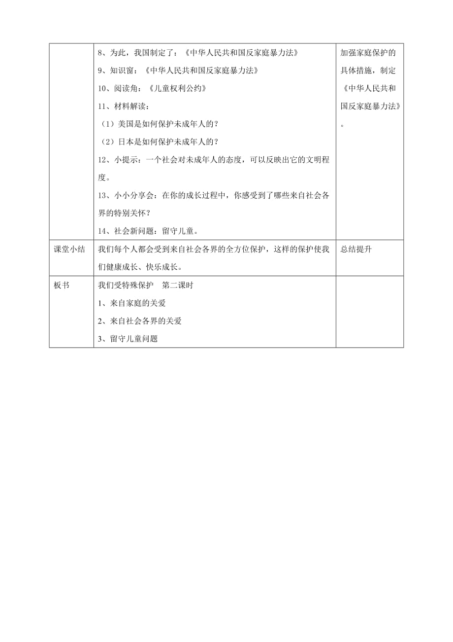 部编版六年级上册道德与法治8我们受特殊保护第二课时教案_第2页