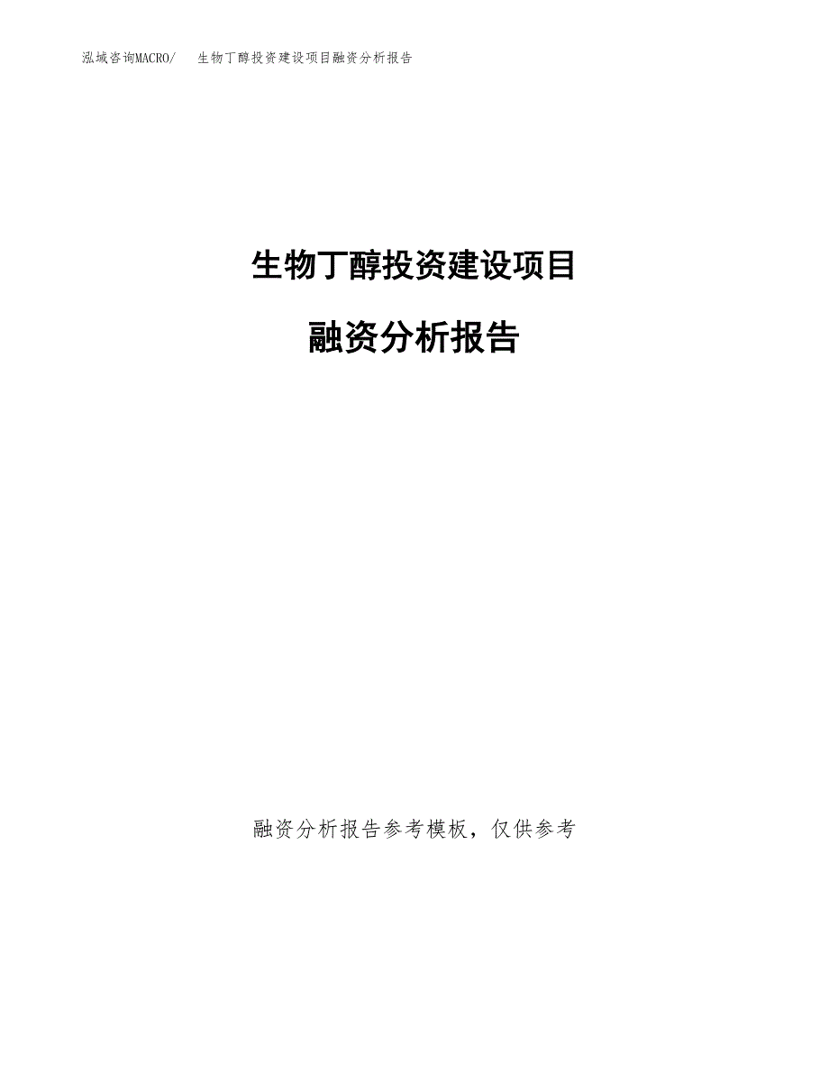 生物丁醇投资建设项目融资分析报告.docx_第1页