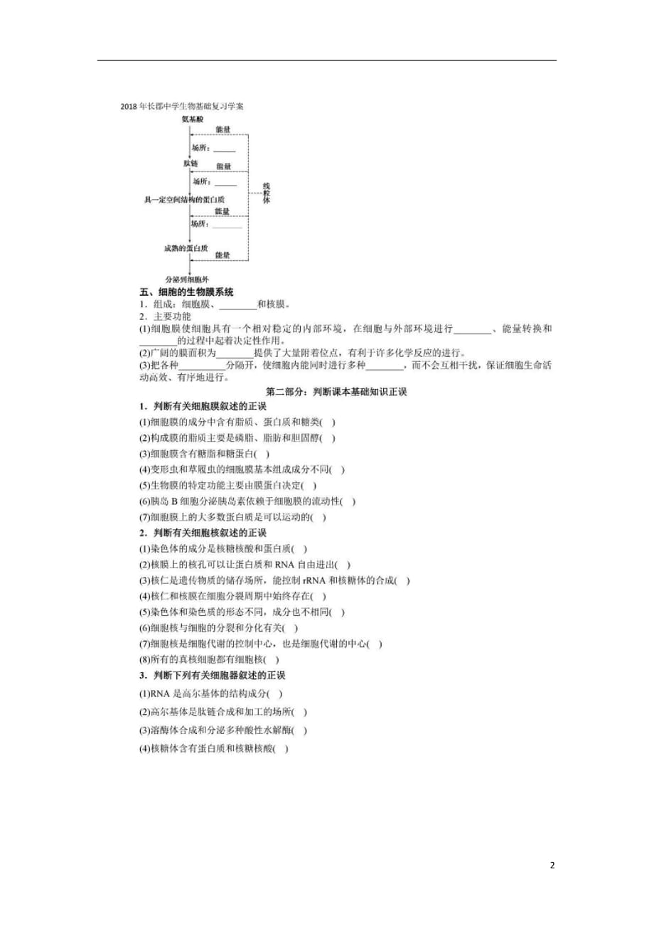 湖南省长沙市高中生物基础知识复习（三）学案（图片版）（必修1）_第2页