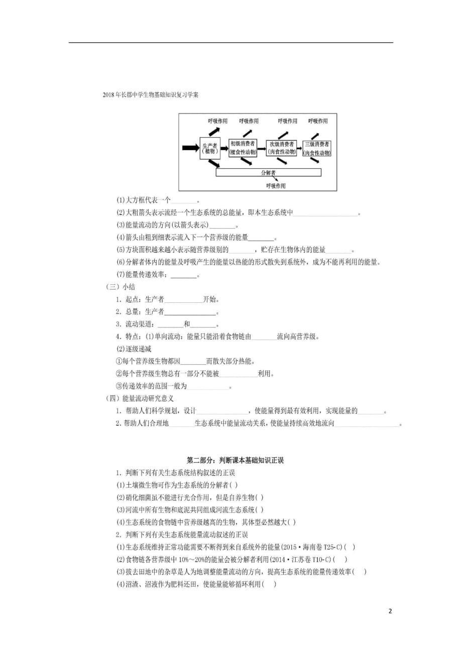 湖南省长沙市高中生物基础知识复习（二十一）学案（图片版）（必修3）_第2页