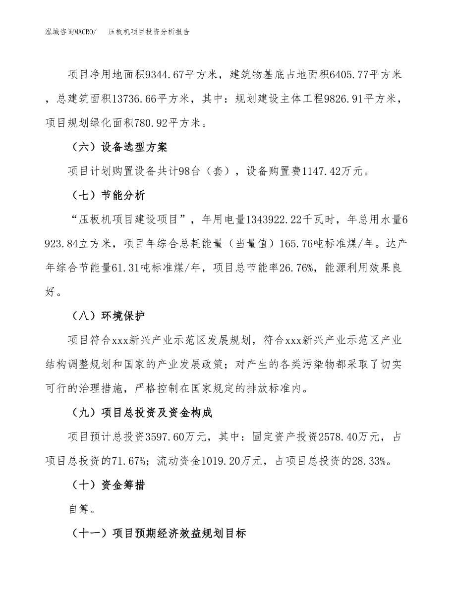 压板机项目投资分析报告（总投资4000万元）（14亩）_第5页