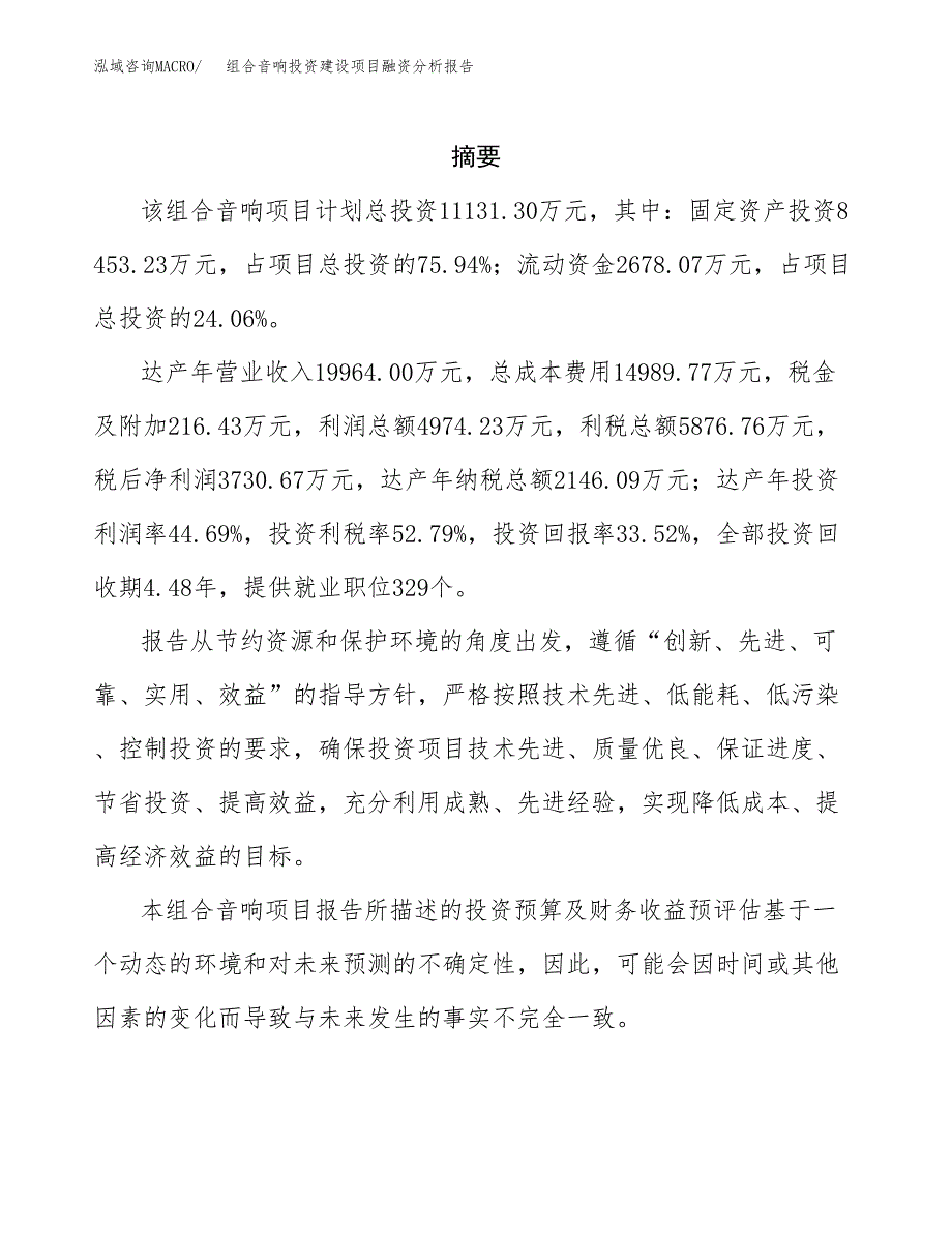 组合音响投资建设项目融资分析报告.docx_第2页