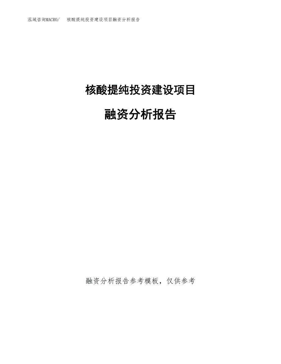 核酸提纯投资建设项目融资分析报告.docx_第1页