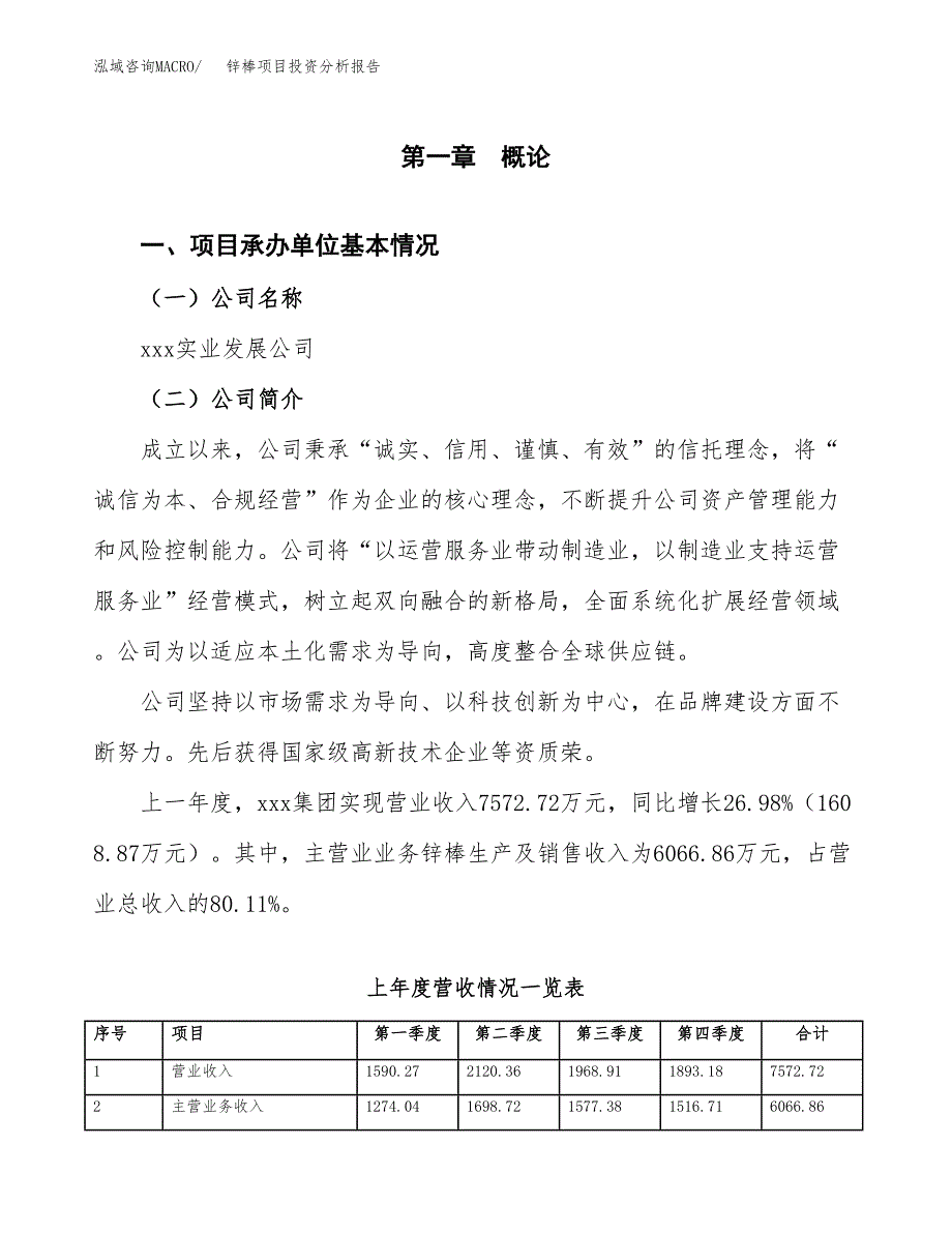 锌棒项目投资分析报告（总投资4000万元）（14亩）_第2页