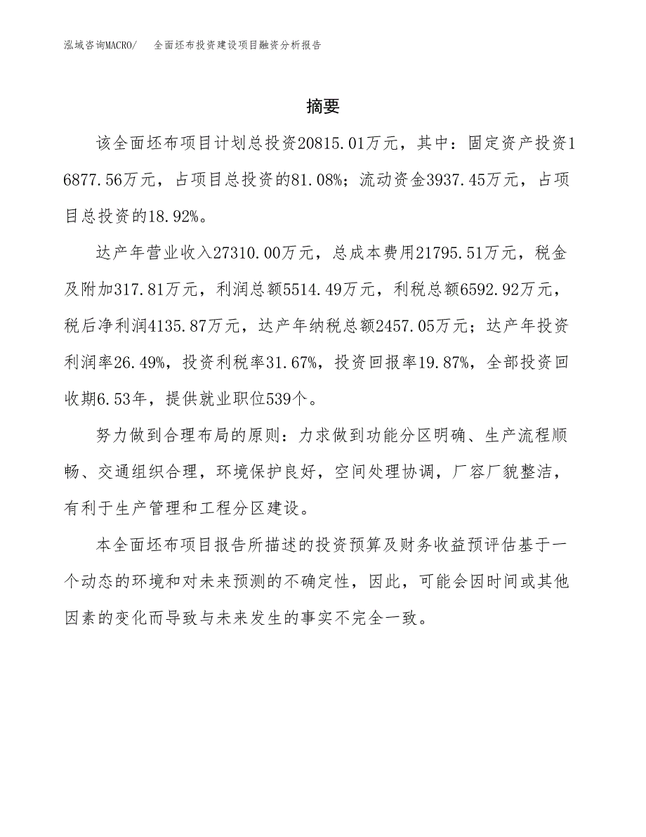 全面坯布投资建设项目融资分析报告.docx_第2页