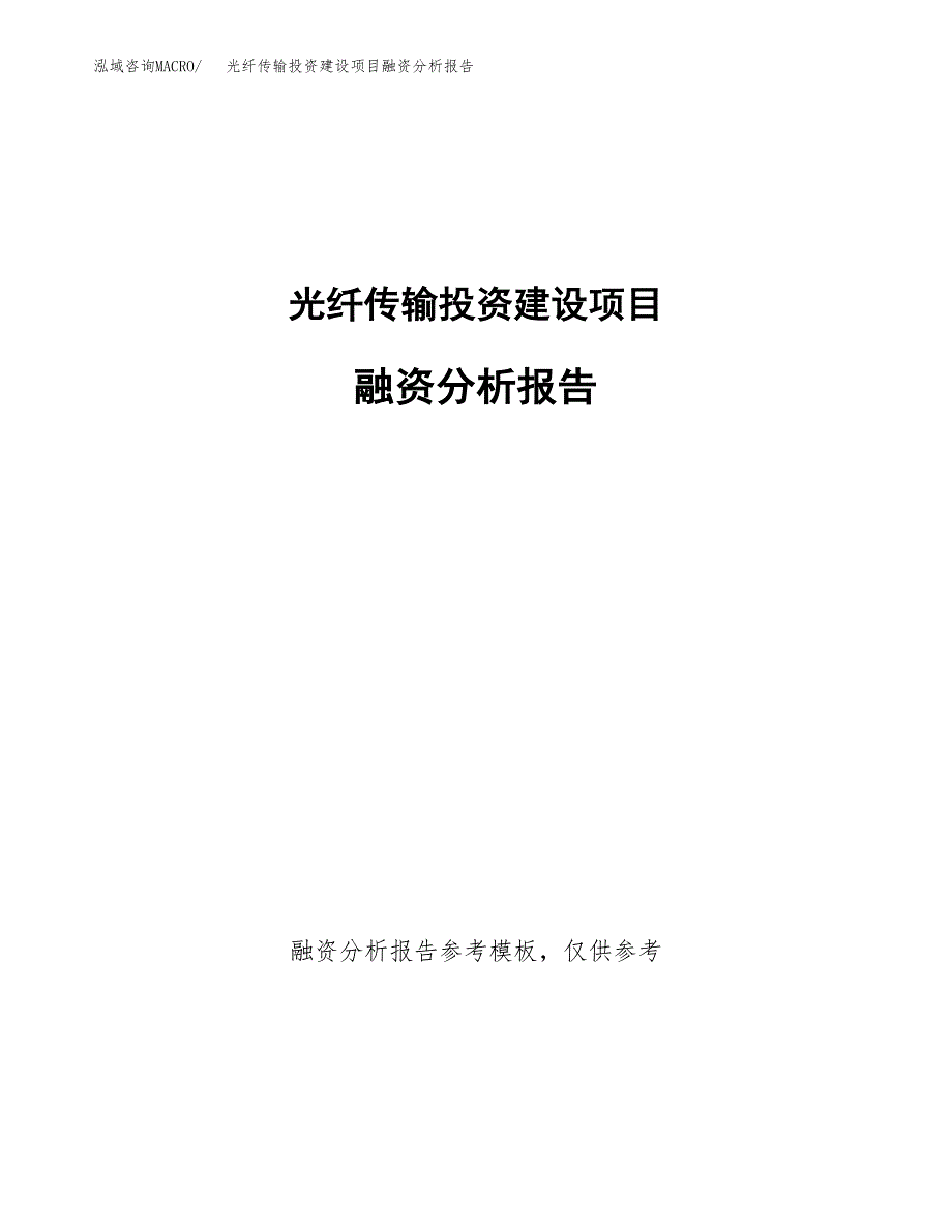 光纤传输投资建设项目融资分析报告.docx_第1页