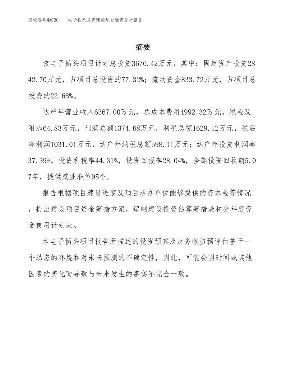 电子插头投资建设项目融资分析报告.docx_第2页