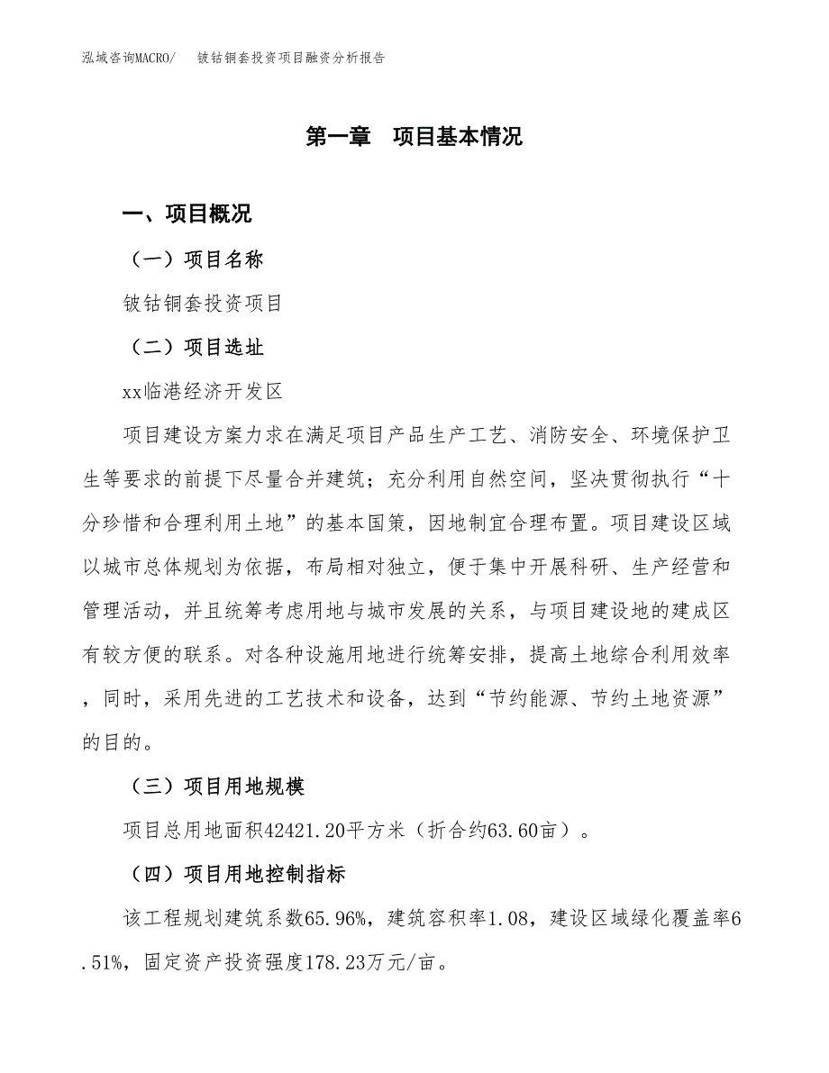 铍钴铜套投资项目融资分析报告.docx_第1页