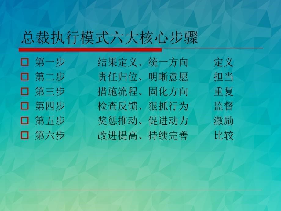 企业教练管理技术经典实用讲义总裁执行模式汇总讲义_第5页