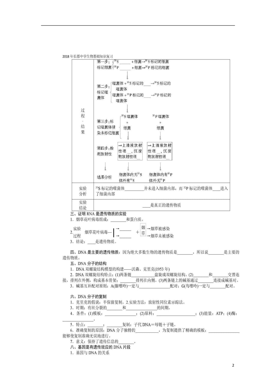 湖南省长沙市高中生物基础知识复习（十）学案（图片版）（必修2）_第2页