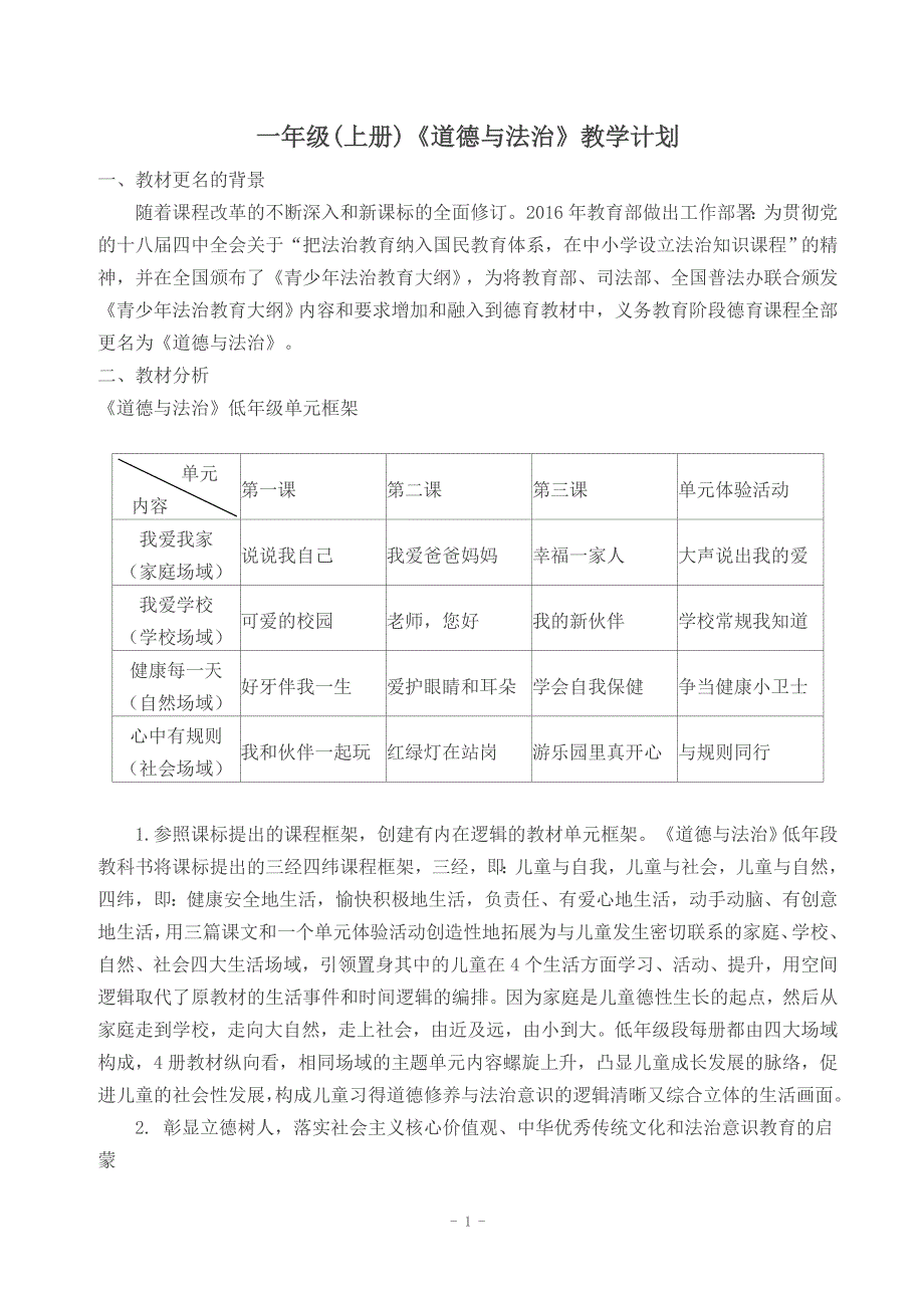 2016年苏教版一年级上册道德与法制(全册)教案_第1页