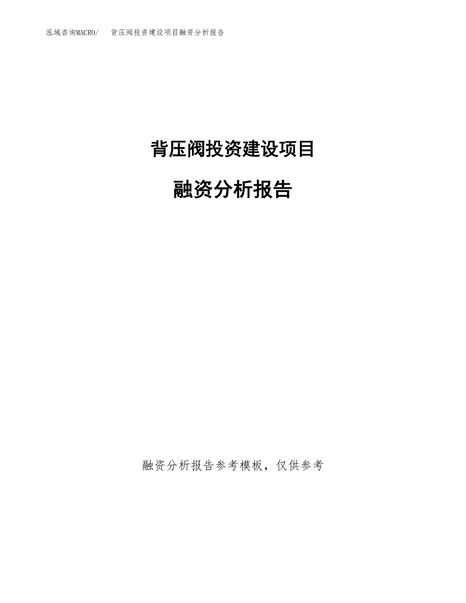 背压阀投资建设项目融资分析报告.docx_第1页