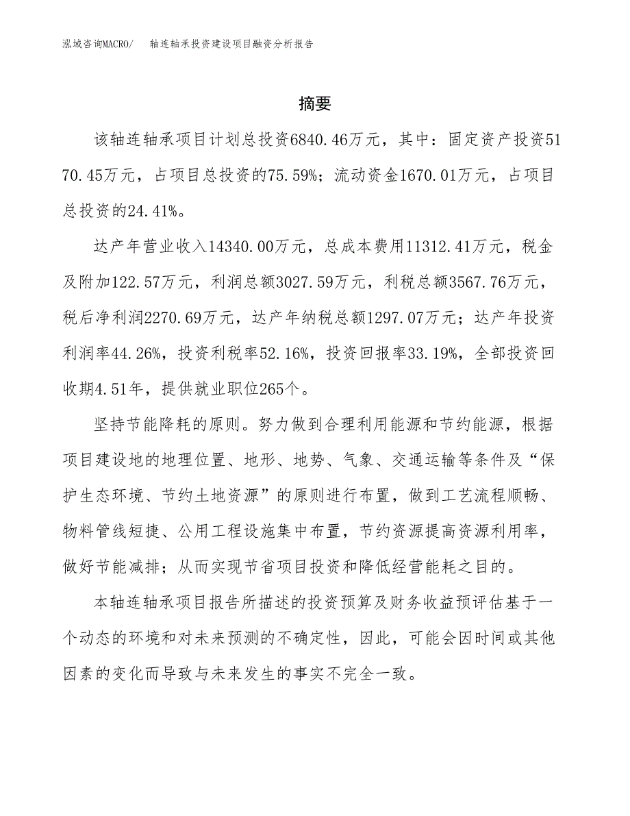 轴连轴承投资建设项目融资分析报告.docx_第2页